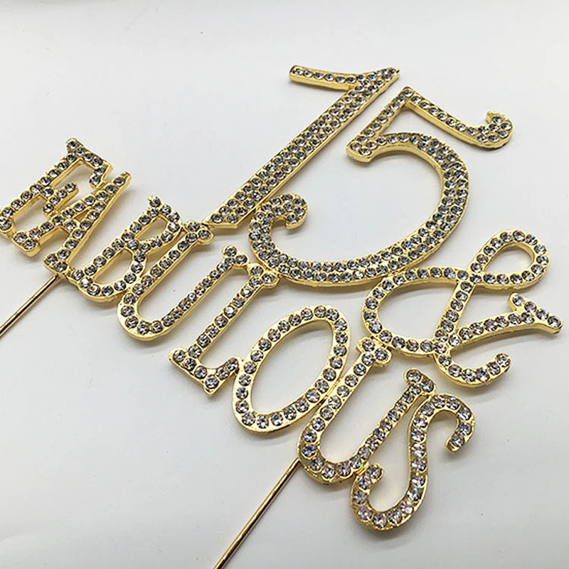 15th Birthday Party Decoration Ideas Quality Metal alloy 15 and Fabulous GOLD Cake Topper
