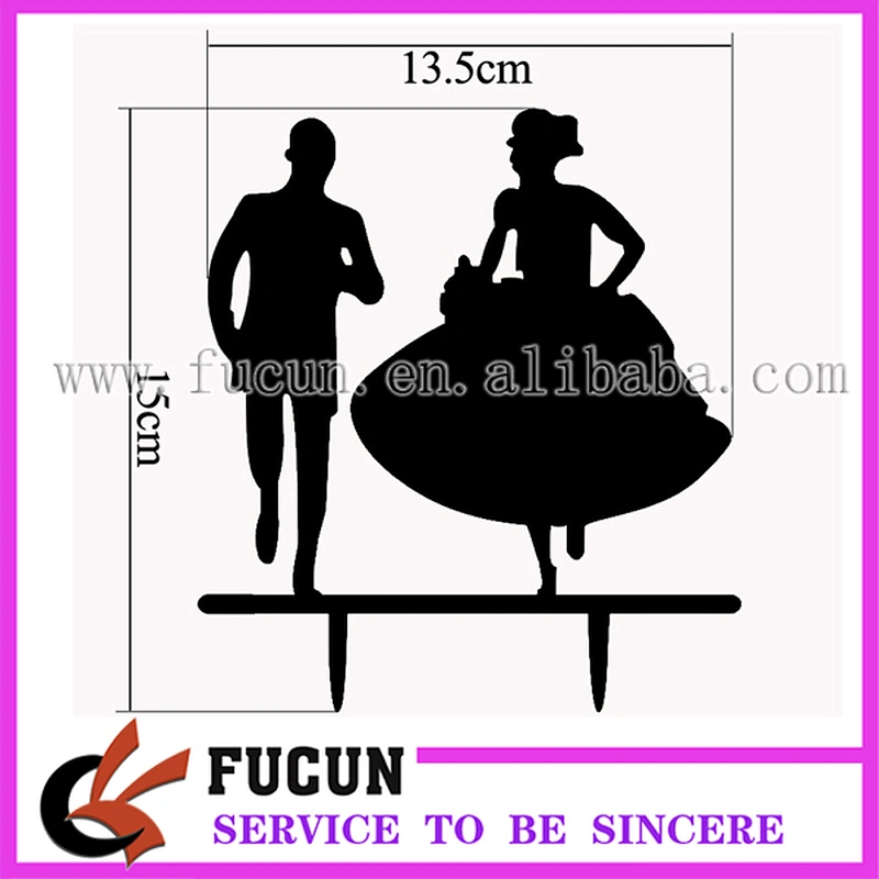 Eloping Bride & Groom Acrylic Wedding Day Cake Topper