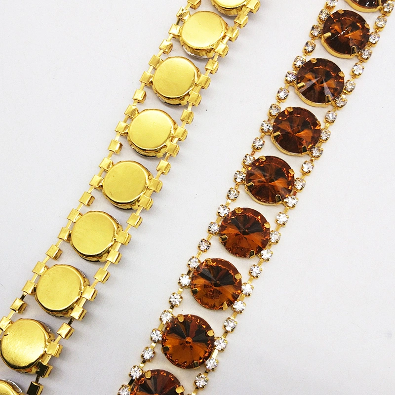 purple acrylic clear rhinestone plating gold Wedding Cake Rhinestone Trim