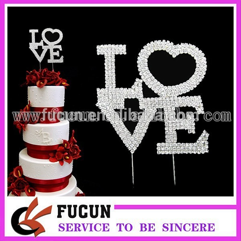 Crystal rhinestone Large LOVE cake topper in even&party supplier