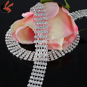 ss16 three rows clear rhinestone cup chain