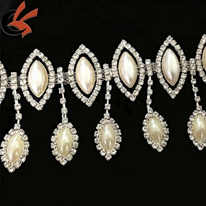 wedding decoration Pearl and Rhinestone Pendent chain trimming