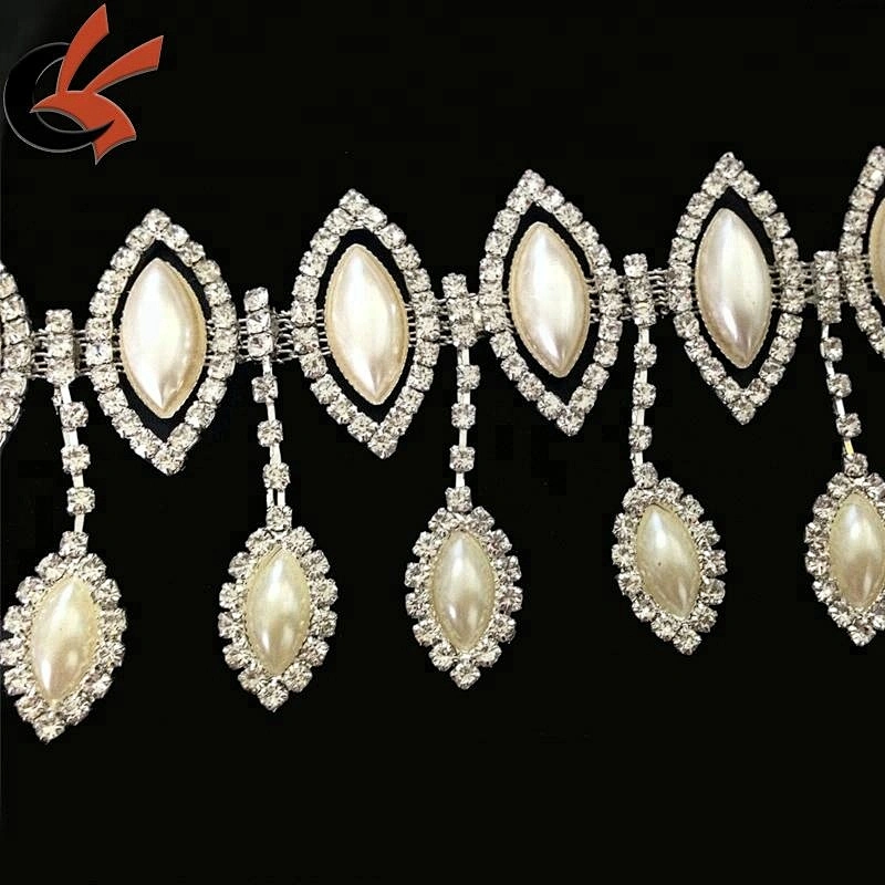 wedding decoration Pearl and Rhinestone Pendent chain trimming