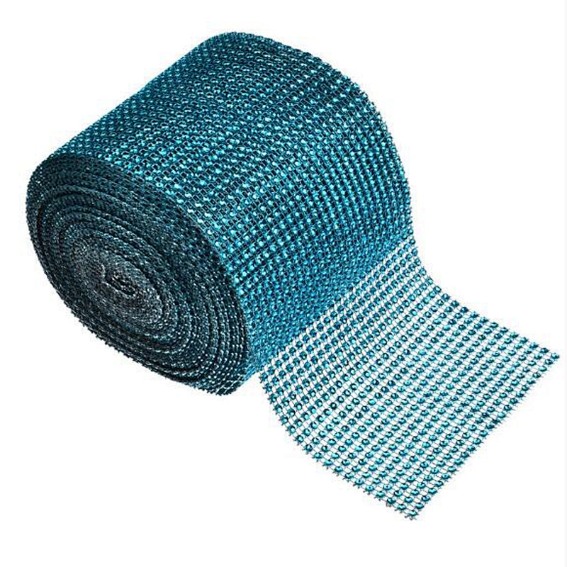 Low price rhinestone ribbons wrap mesh decorative tailorable colorful plastic mesh trims