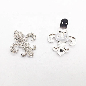 China Wholesale Shoe Parts Accessories Fleur-de-lis Rhinestone Crystal Shoe Purse Clip Buckles