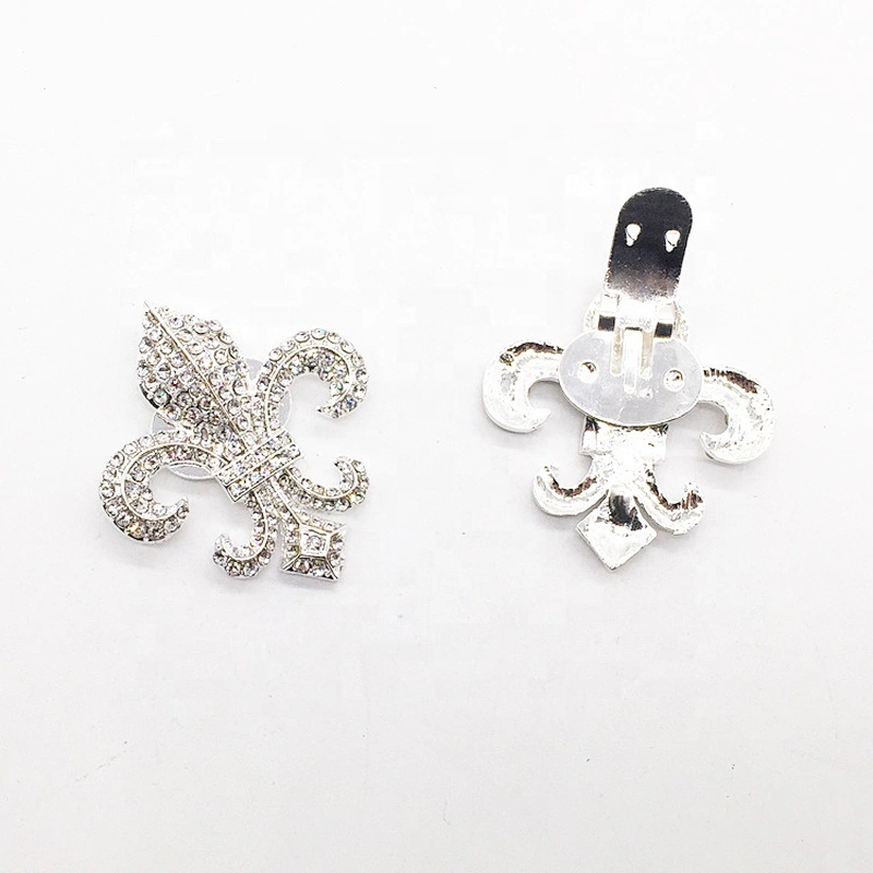China Wholesale Shoe Parts Accessories Fleur-de-lis Rhinestone Crystal Shoe Purse Clip Buckles