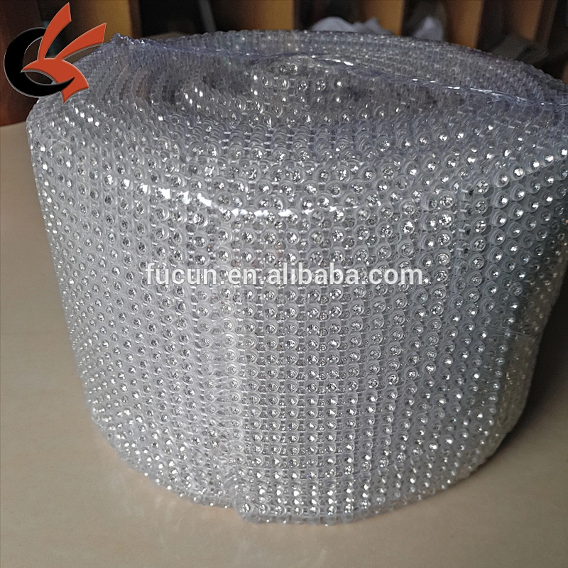 Transparent base Sparkling Real glass crystal rhinestone ribbon mesh