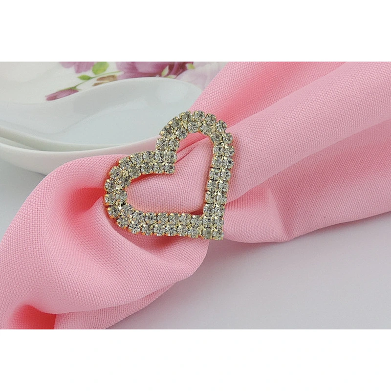 heart style gold plated crystal napkin ring for Dinner PartyTable Decoration