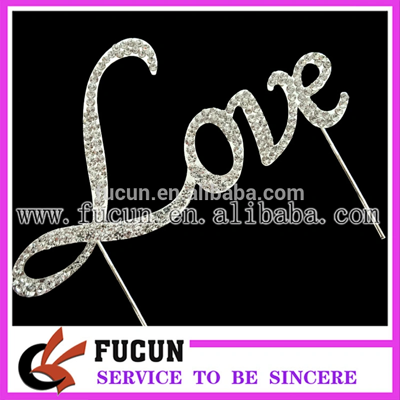 Fashion wedding favors LOVE rhinestone cake topper wedding decorations new products 2016