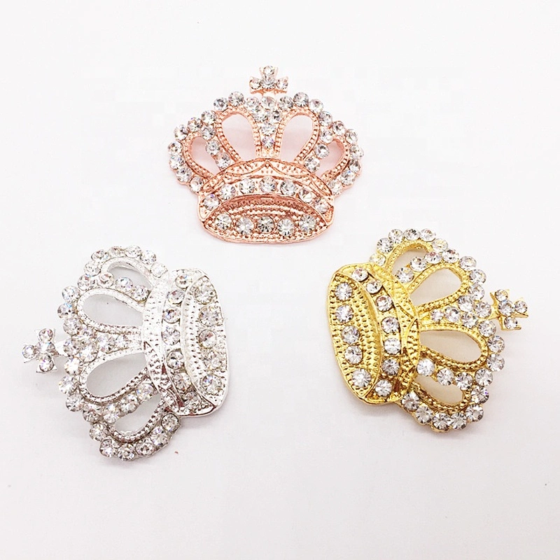 popular style rose gold crown brooch for wedding rhinestone crystal buckle