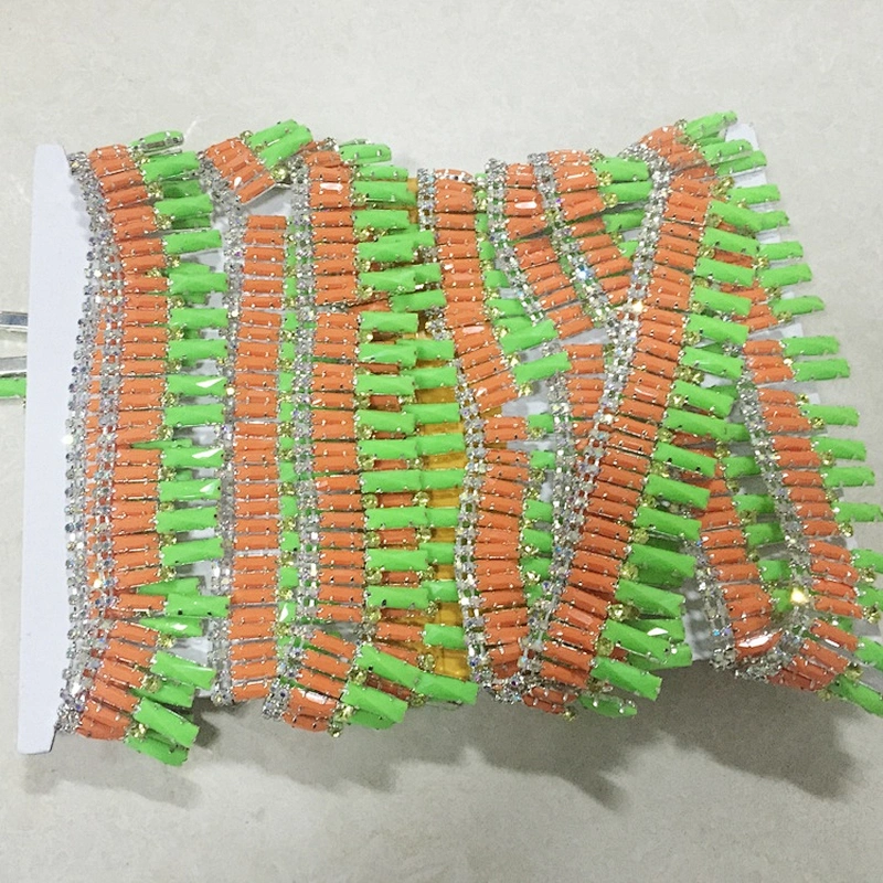 New product design mixed colorful resin stone decorative rhinestone chain trimming for dress