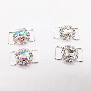 Wholesales Cheap Silver Plated Alloy Crystal Rhinestone Button Bikini Connector