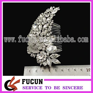High Quality Flower Shape Crystal Rhinestone Hair Comb Bright Nickel Rhinestone Bridal Comb