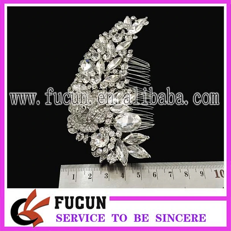 High Quality Flower Shape Crystal Rhinestone Hair Comb Bright Nickel Rhinestone Bridal Comb