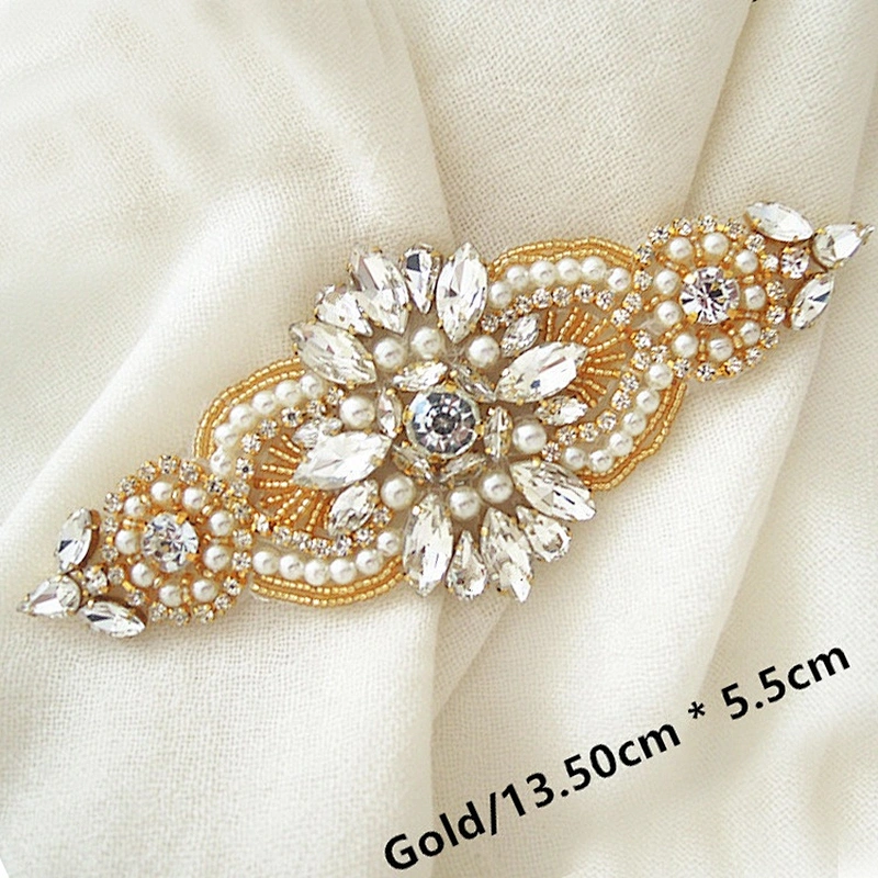 Handmade Bridal Wedding Costume Dress Crystal Rhinestone Flower Patches Applique