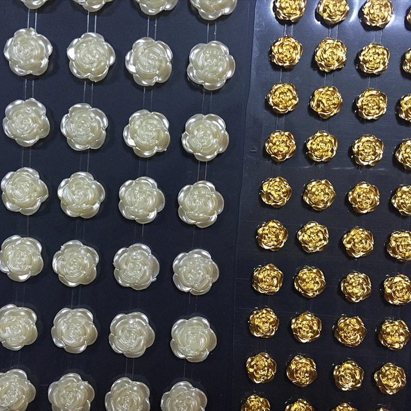 2019 New Product Fashion Gold Floral Sticker Colorful Decoration Plastic Flower Sticker