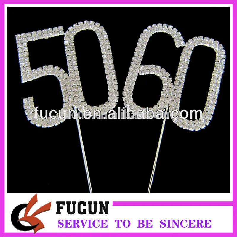 silver number rhinestone cake topper party decorations/wedding decorations wholesale