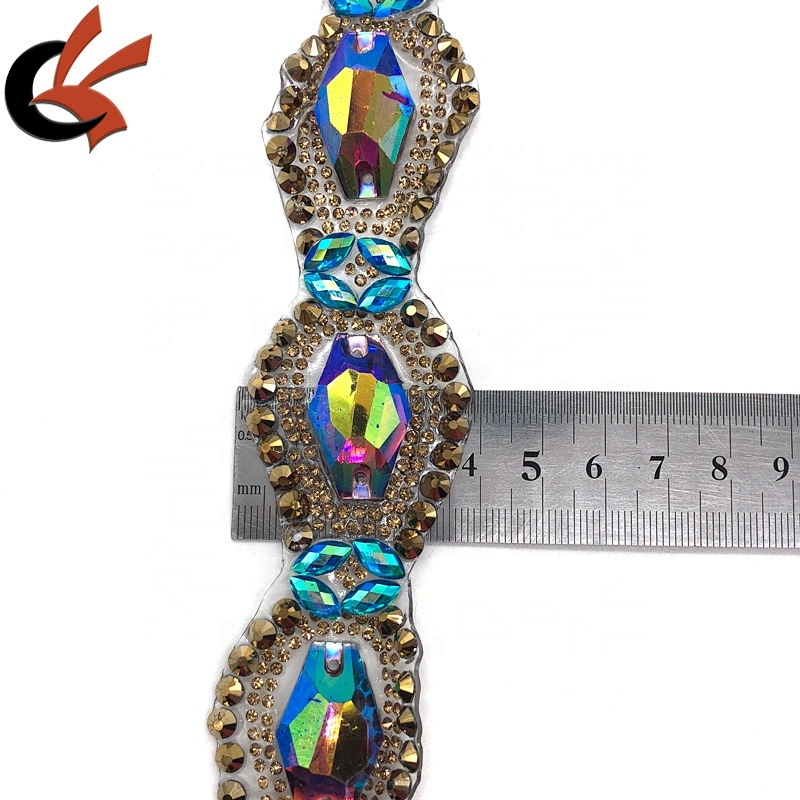 New crystal resin stones decorative iron on trims by yards