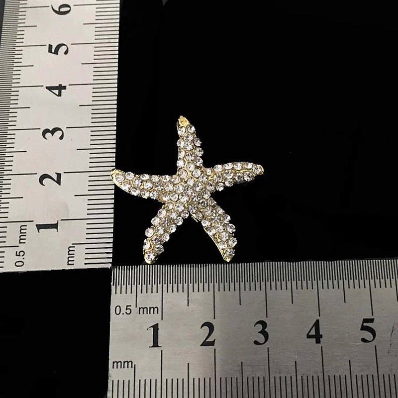Popular wholesale shinny fashion Wedding Invitation Starfish Rhinestone Buckles With Slider Back