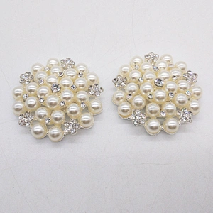 New wholesale ivory pearl crystal rhinestone shoe clip