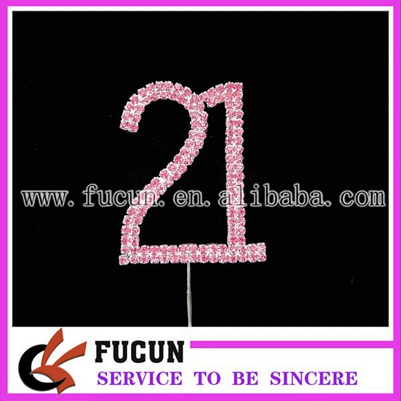 wholesale rhinestone number 21 cake topper birthday anniversary cake topper