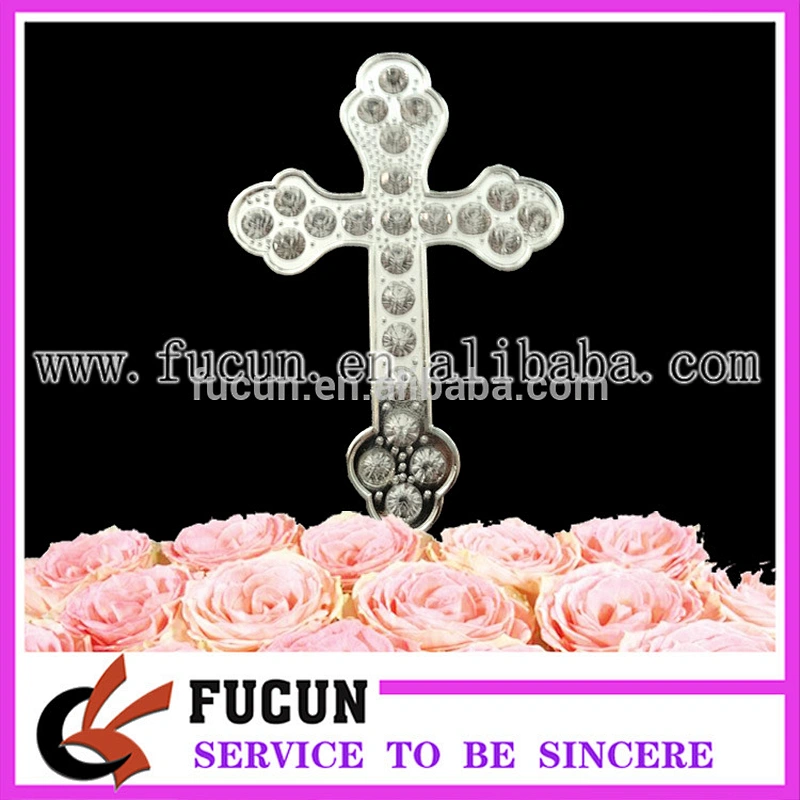 New product crystal cross diamond cake topper for cake decorations wedding favors