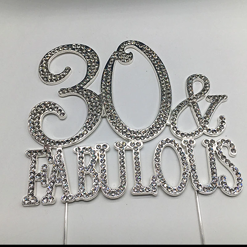 Wholesale Bling wedding decoration Diamante crystal 30 fabulous  cake topper