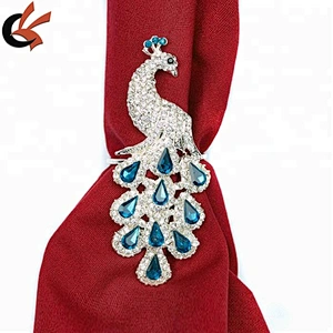 Sparkly rhinestone peacock  napkin ring for table decoration