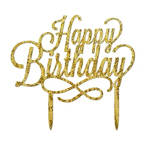 New Hot sale Baking decorating glitter acrylic birthday cake topper