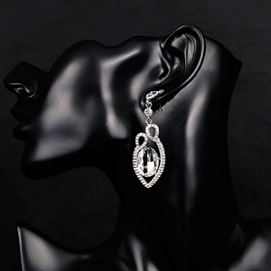 Art Deco Bridesmaid Teardrop Glass Rhinestone Earrings