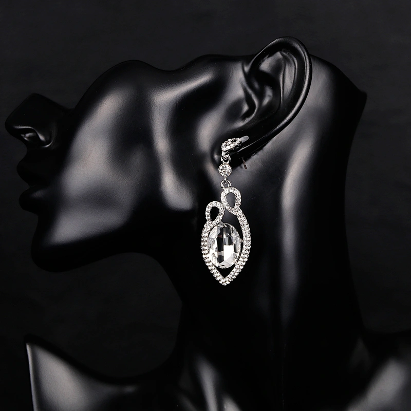 Art Deco Bridesmaid Teardrop Glass Rhinestone Earrings