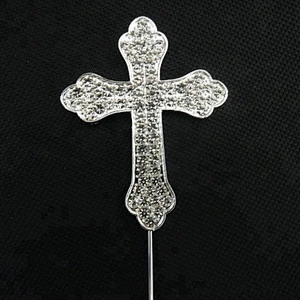 various styles Floral Stick rhinestone CROSS CAKE TOPPER
