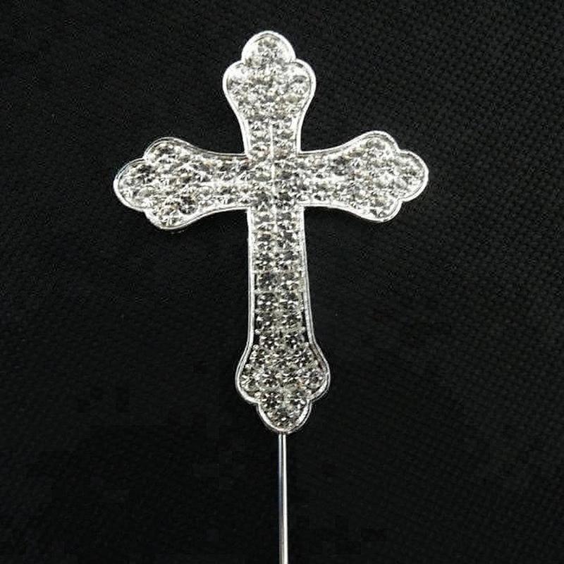 various styles Floral Stick rhinestone CROSS CAKE TOPPER