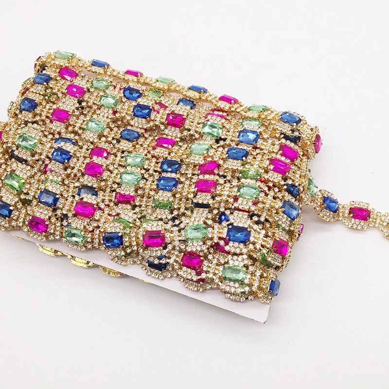 mix colors rhinestone trimmings crystal type rhinestone chain lace trim factory price wholesale