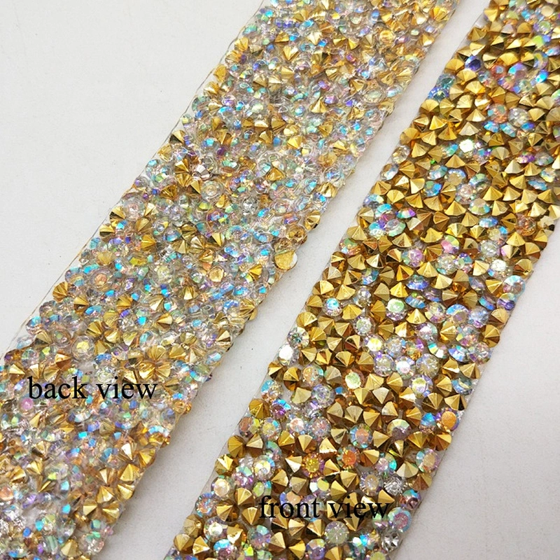 wholesale Iridescent chaton rhinestone crystals on iron-on film  resin trimming