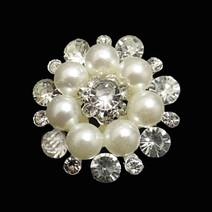 30MM RHINESTONE SILVER PEARL BROOCH FOR WEDDING