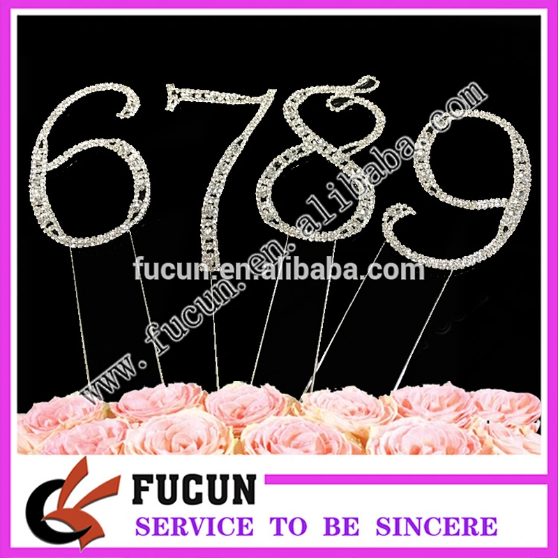 New Large Rhinestone Number Cake Topper for kids party supplies in China