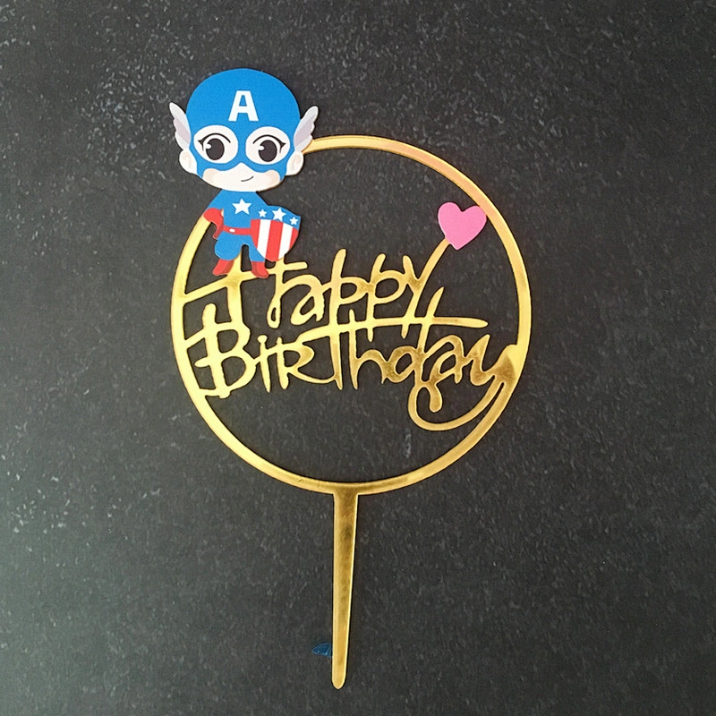 Favor gold painting mirror acrylic cake toppers for birthday party