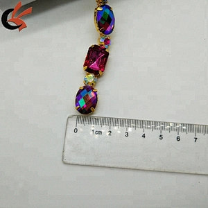 Color Rhinestone Acrylic Trims Chain for garment accessories and dance dress