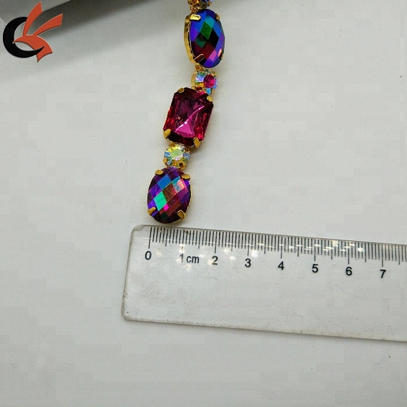 Color Rhinestone Acrylic Trims Chain for garment accessories and dance dress