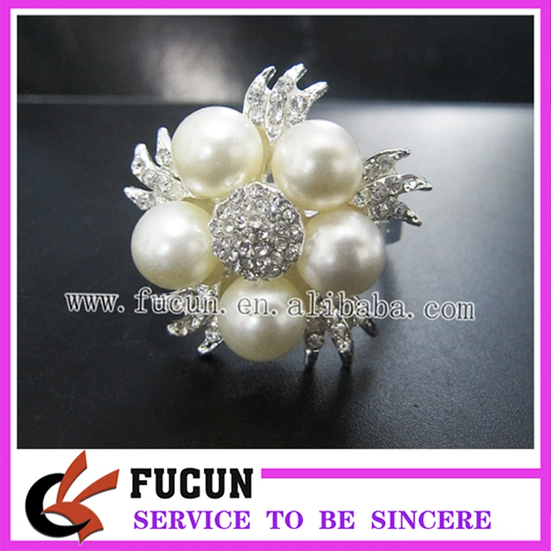 Chinese Hotel Wedding Table Plate Decorative Accessories Jeweled Pearls Napkin Ring