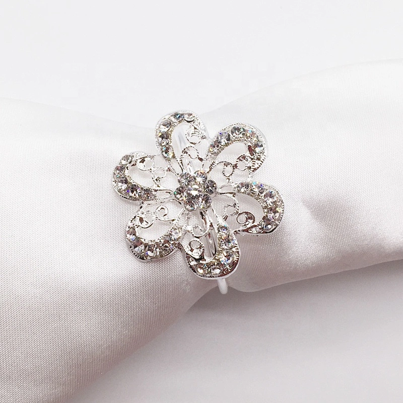 factory wholesale delicate cheap price eco-friendly table little flower shape crystal napkin ring