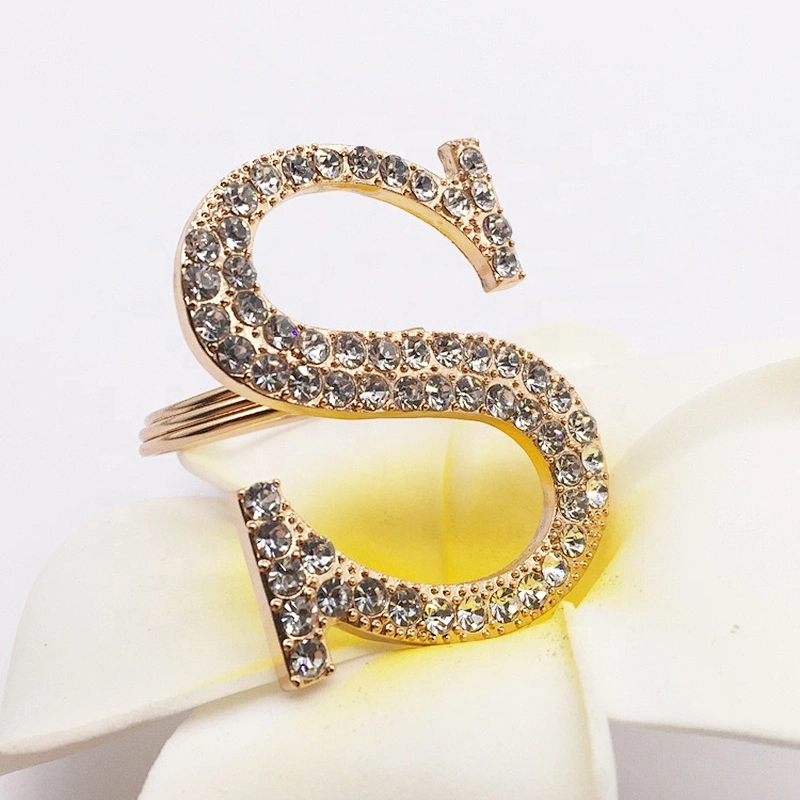 high quality make rhinestone crystal letter women napkin rings for table decoration and accessories