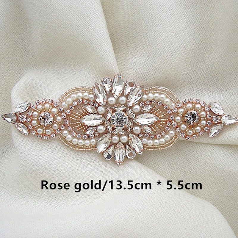 Handmade Bridal Wedding Costume Dress Crystal Rhinestone Flower Patches Applique