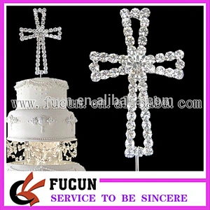popular 2017 hot sell crystal diamond rhinestone illuminated cross cake toppers party supply