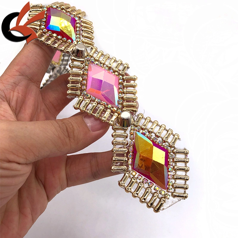 Factory wholesale iron on colors AB resin trimming hot fix rhinestone tape