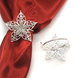 cheap rhinestone flower brooch napkin ring