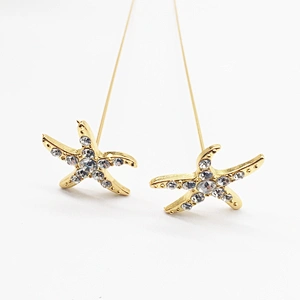 silk rose flowers bunch gold starfish rhinestone stick brooch for decors