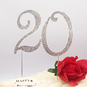 wedding ceremony day rhinestone birthday party decors number 20th cake topper