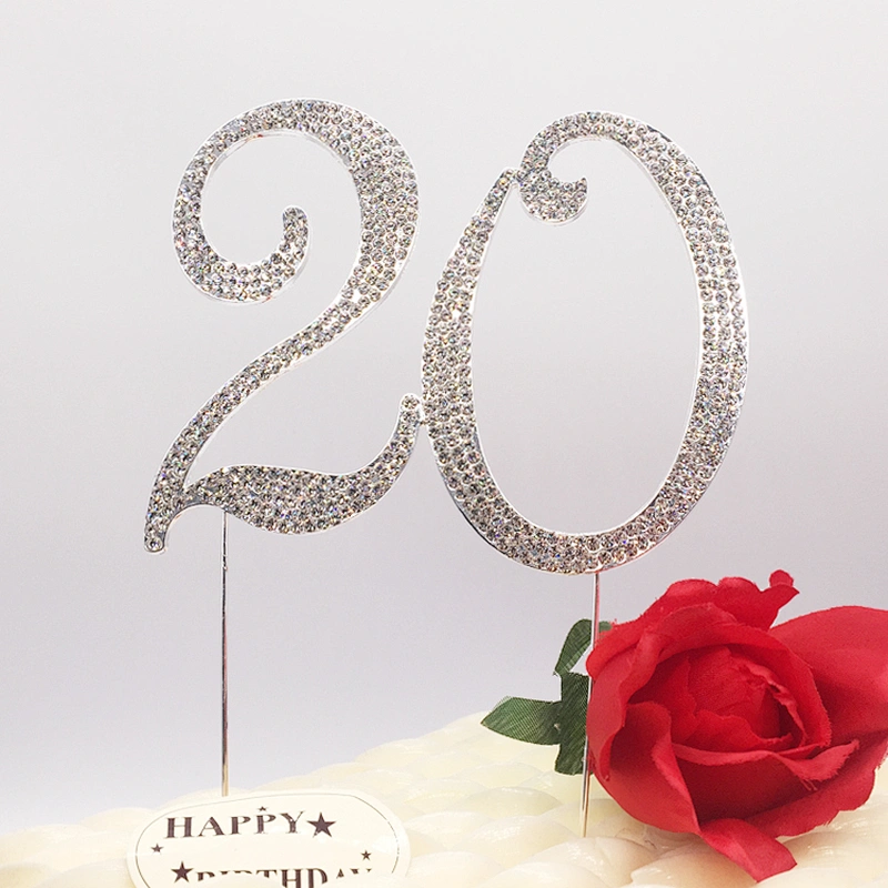 wedding ceremony day rhinestone birthday party decors number 20th cake topper